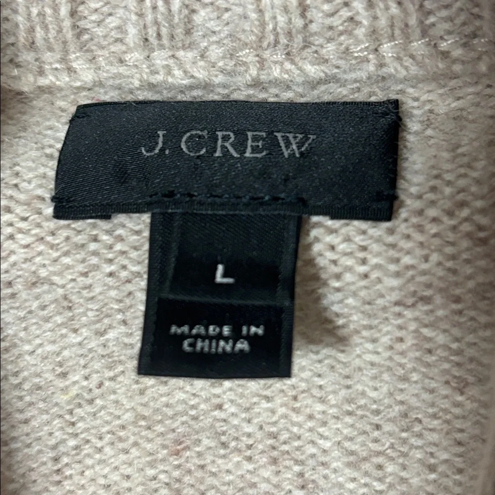 J. Crew Tan 100% Lambs Wool Shawl Collar Turtleneck Sweater Size Large